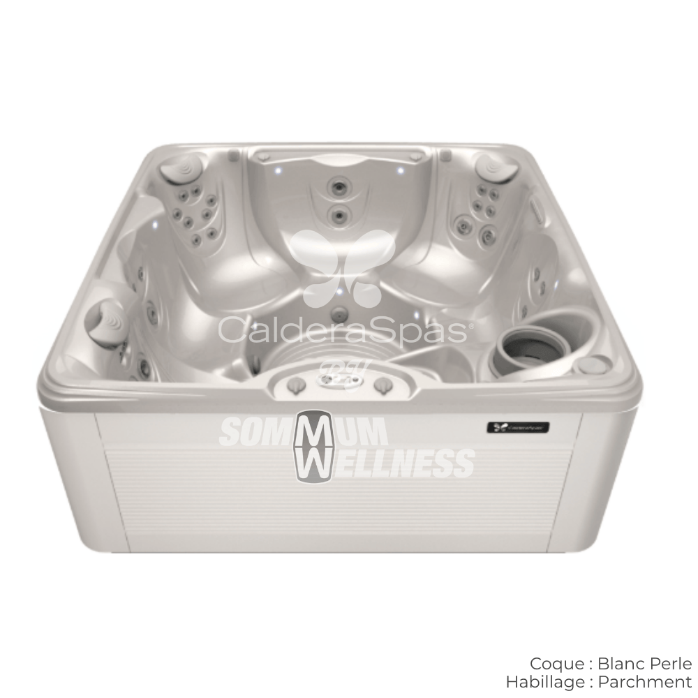 spa Caldera Vacanza Marino 6 places coque Blanc Perle habillage Parchment 35 jets