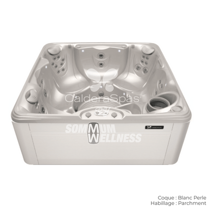 spa Caldera Vacanza Marino 6 places coque Blanc Perle habillage Parchment 35 jets