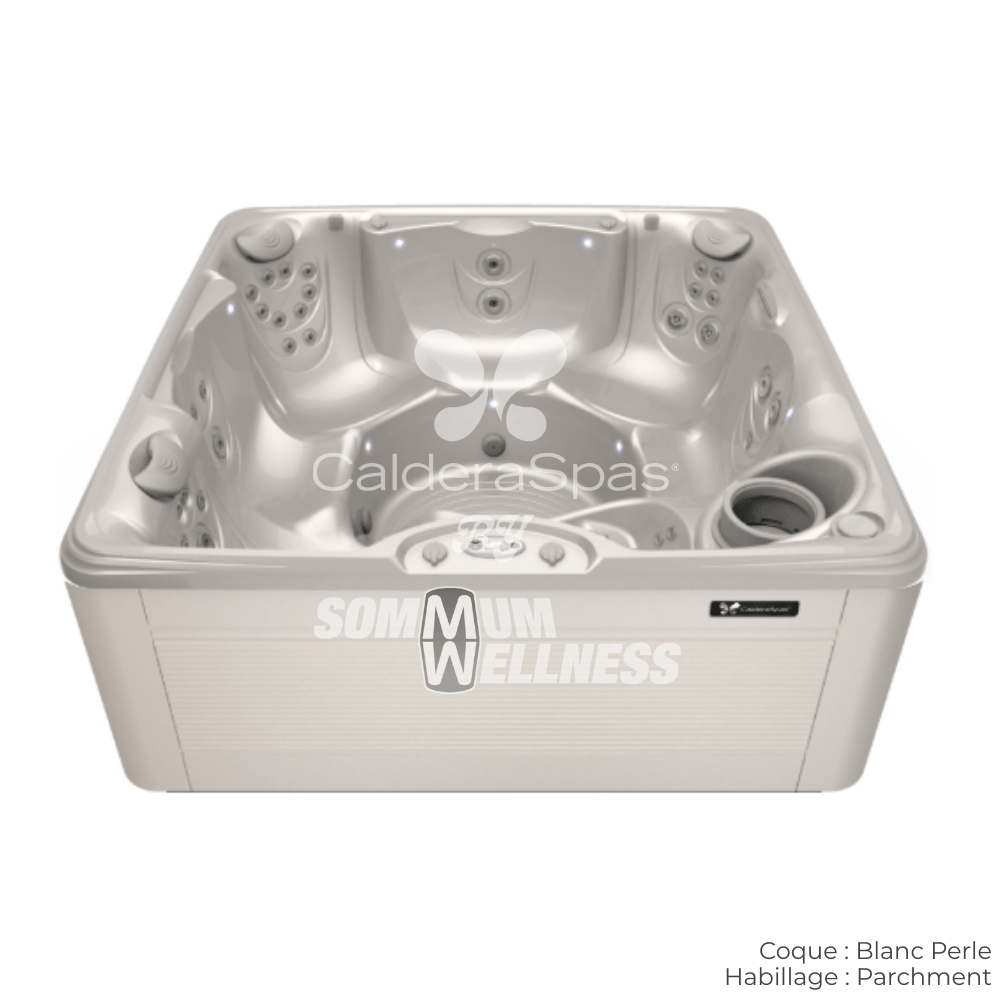 Spa Caldera Vacanza Palatino coque Blanc Perle habillage Parchment spa 45 jets