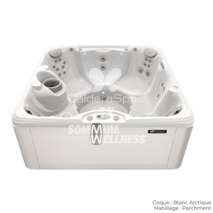 spa Caldera Vacanza Vanto 7 places coque Blanc Arctique habillage Parchment spa exterieur