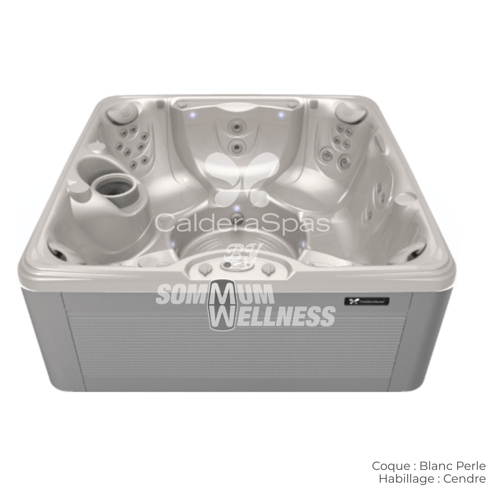 spa Caldera Vacanza Vanto 7 places coque Blanc Perle habillage Cendre spa exterieur