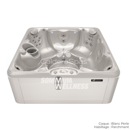 spa Caldera Vacanza Vanto 7 places coque Blanc Perle habillage Parchment spa exterieur