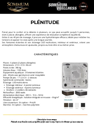 Fiche technique du spa Sommum Plénitude