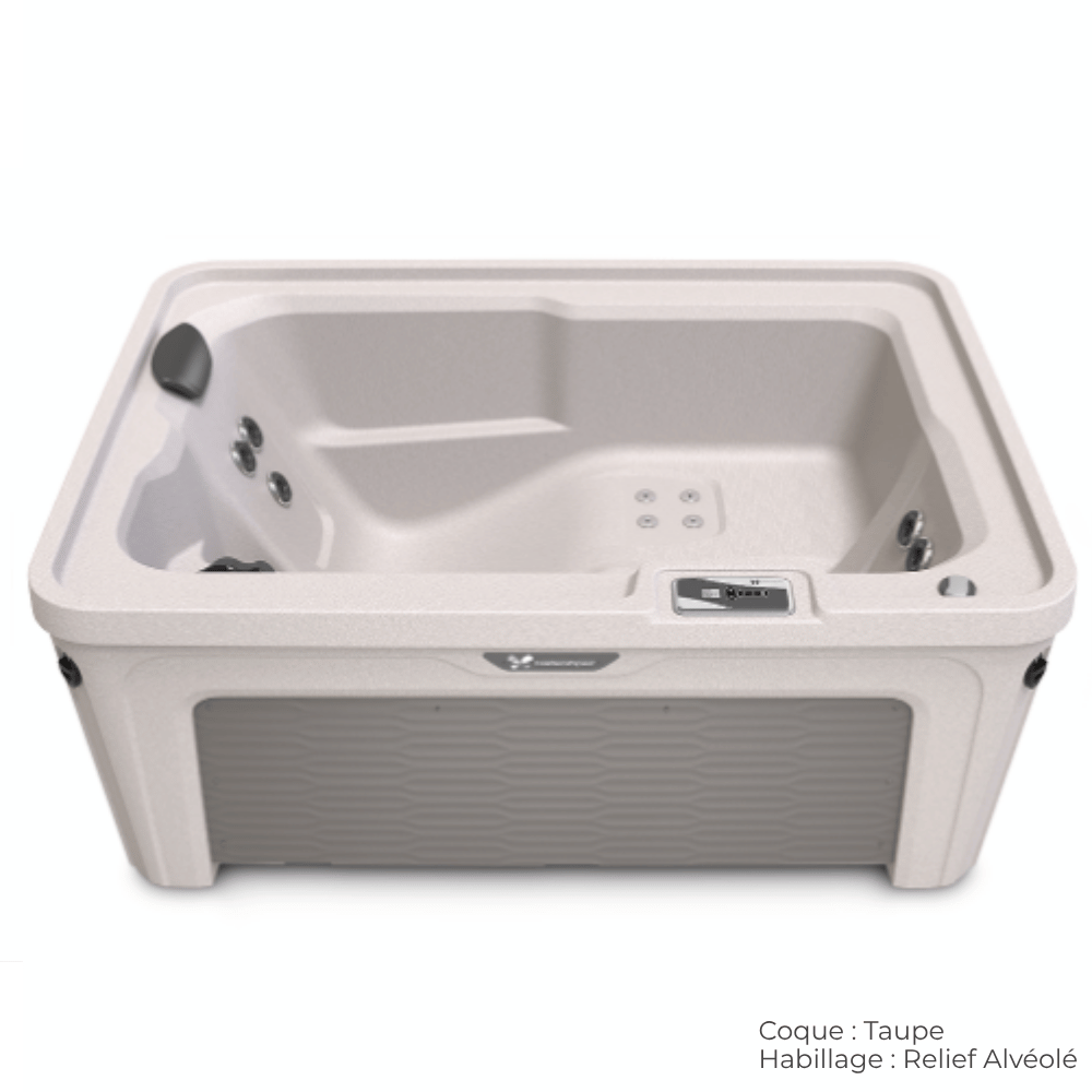 spa caldera aspire coque taupe avec habillage relief alveole