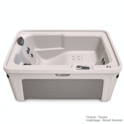 spa caldera aspire coque taupe avec habillage relief alveole