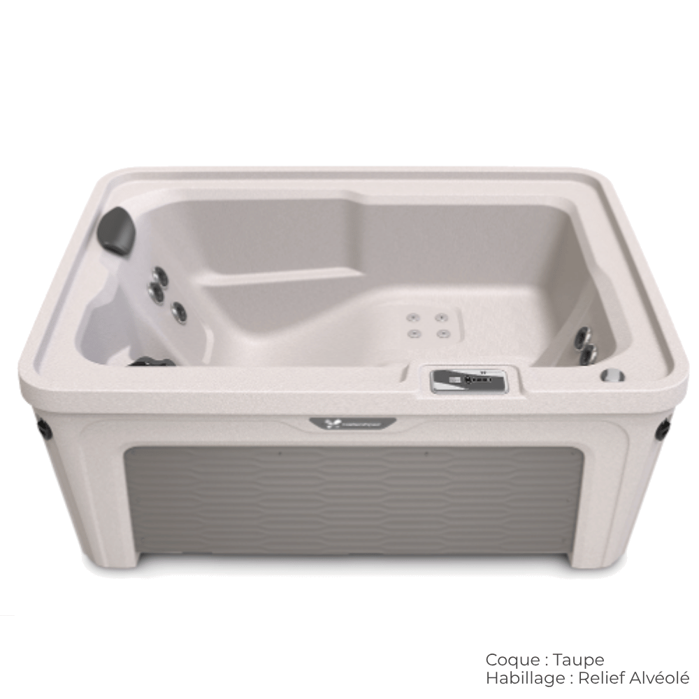 spa caldera aspire coque taupe avec habillage relief alveole