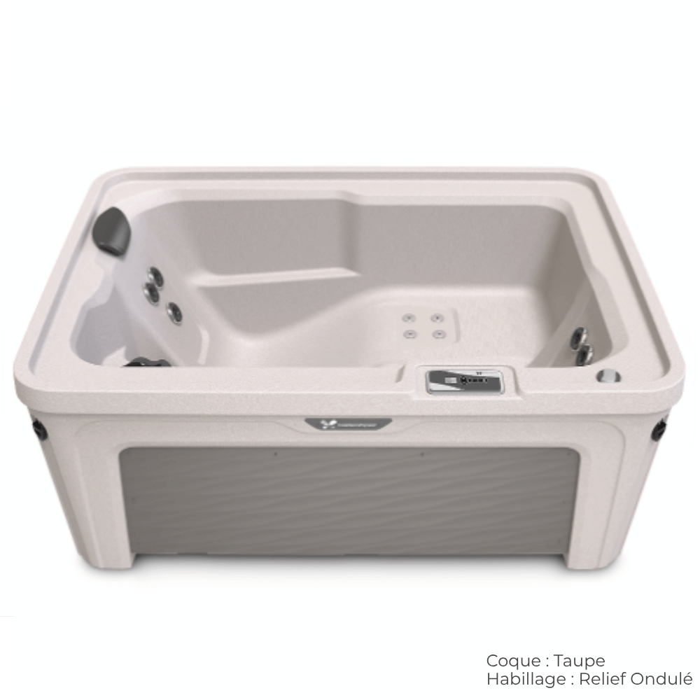 spa caldera aspire coque taupe avec habillage relief ondule
