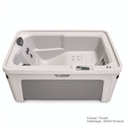 spa caldera aspire coque taupe avec habillage relief ondule