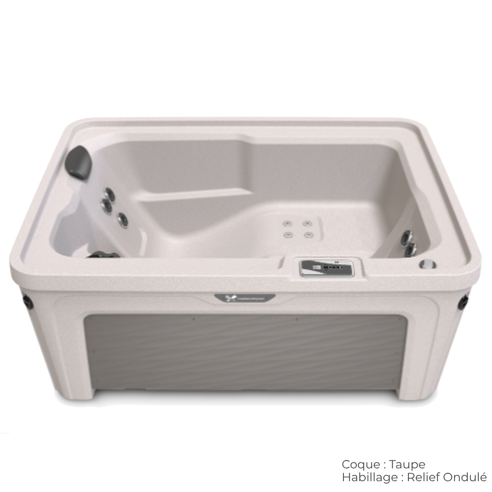 spa caldera aspire coque taupe avec habillage relief ondule