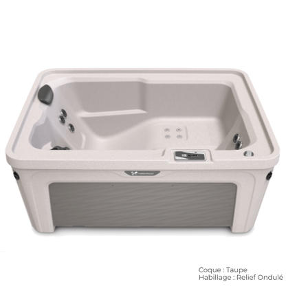 spa caldera aspire coque taupe avec habillage relief ondule