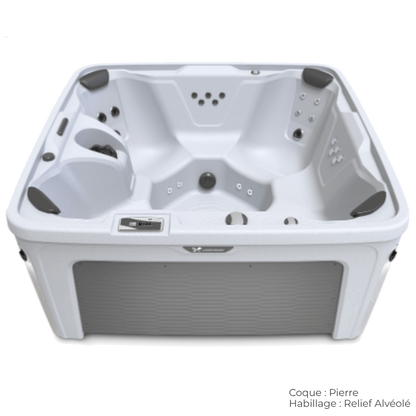 spa caldera bloom 5 places avec coque pierre et habillage relief alveole