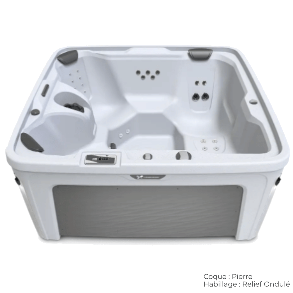 spa caldera entice 4 places avec coque pierre et habillage relief ondule