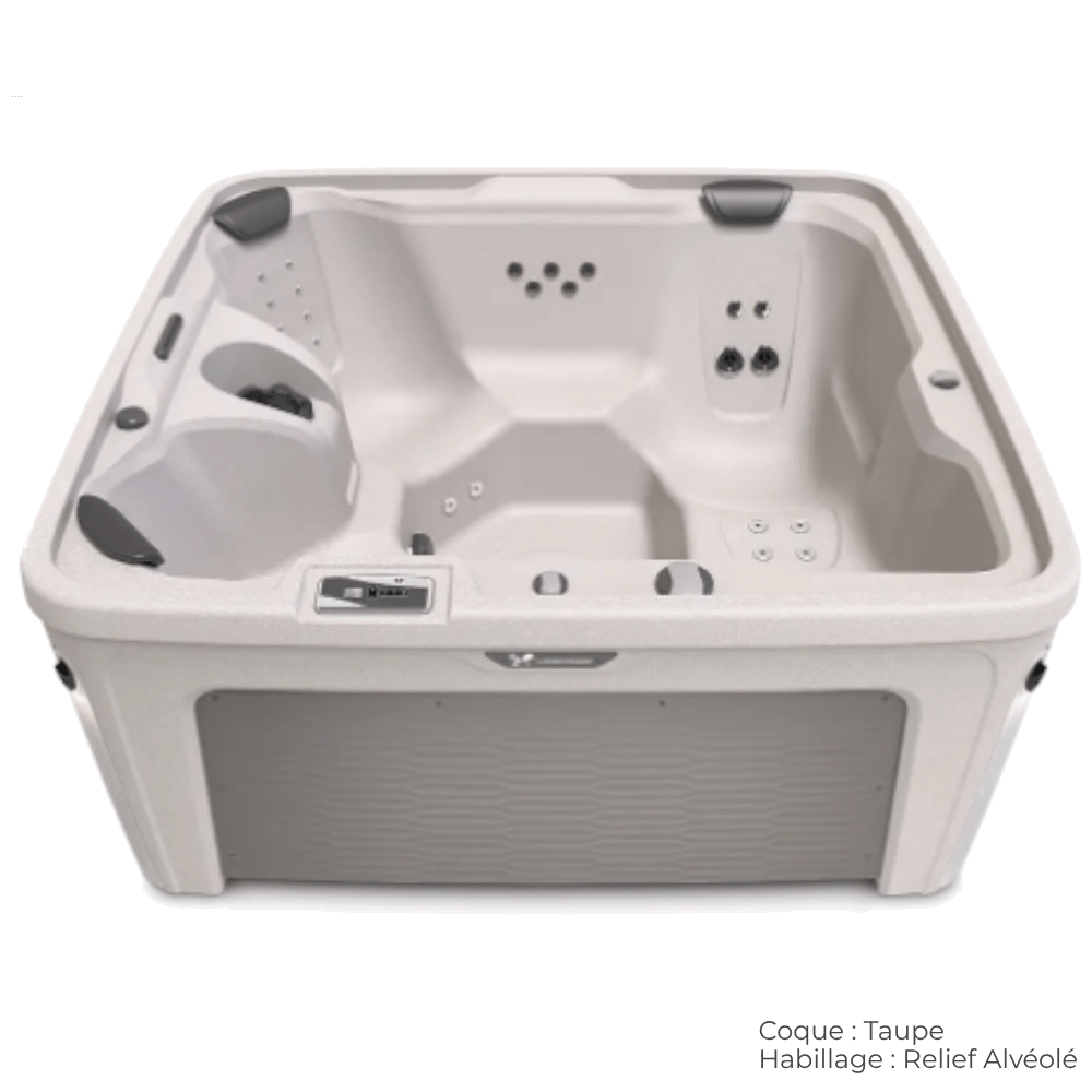 spa caldera entice 4 places avec coque taupe et habillage relief alveole