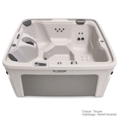 spa caldera entice 4 places avec coque taupe et habillage relief alveole