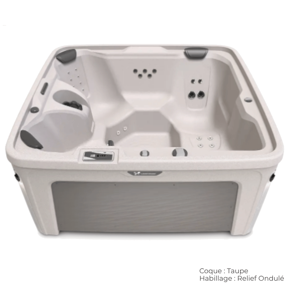 spa caldera entice 4 places avec coque taupe et habillage relief ondule