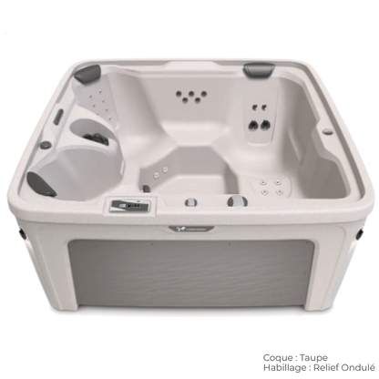 spa caldera entice 4 places avec coque taupe et habillage relief ondule