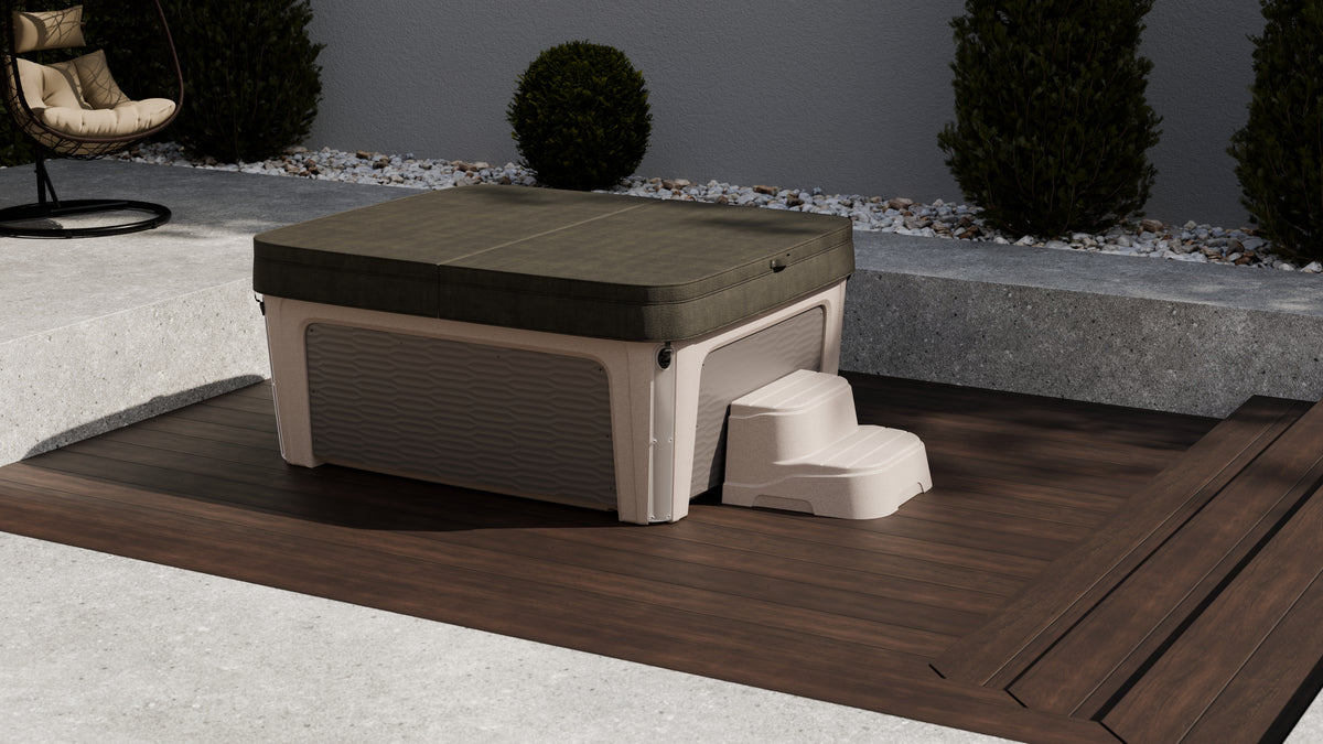spa caldera invite avec couverture fermee sur terrasse exterieure moderne