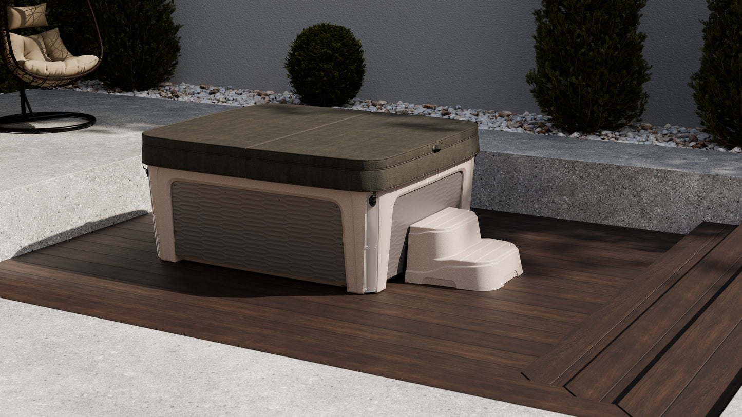 spa caldera invite avec couverture fermee sur terrasse exterieure moderne
