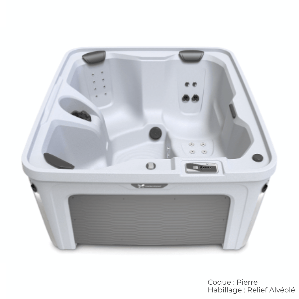 spa caldera invite coque pierre avec habillage relief alveole