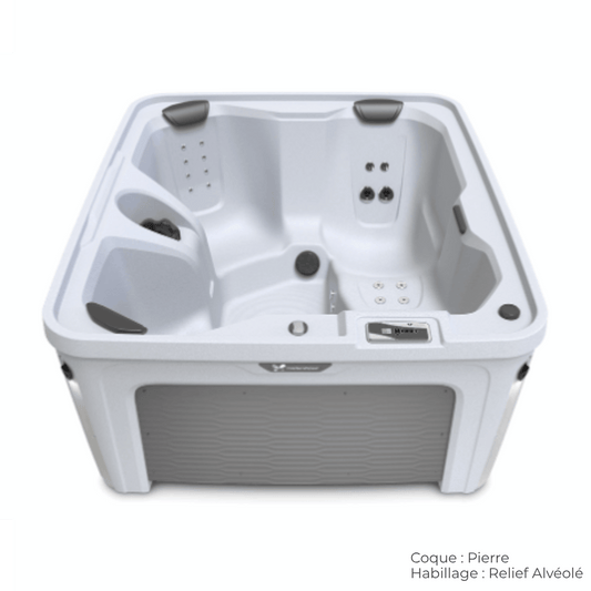spa caldera invite coque pierre avec habillage relief alveole