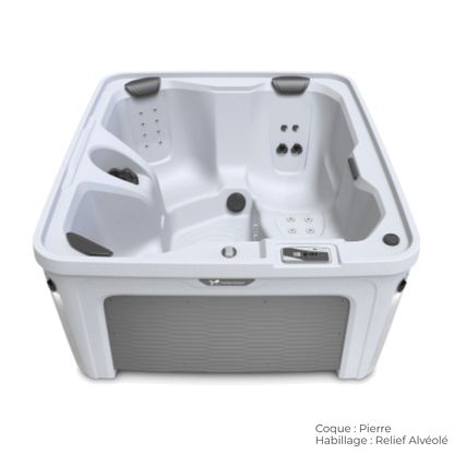 spa caldera invite coque pierre avec habillage relief alveole