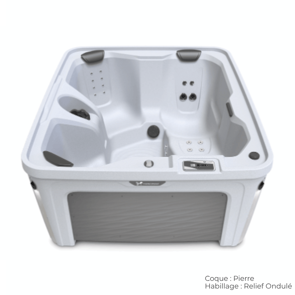 spa caldera invite coque pierre avec habillage relief ondule