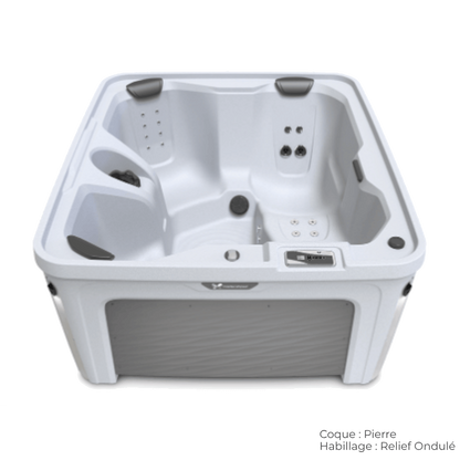 spa caldera invite coque pierre avec habillage relief ondule