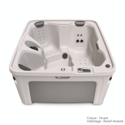 spa caldera invite coque taupe avec habillage relief alveole