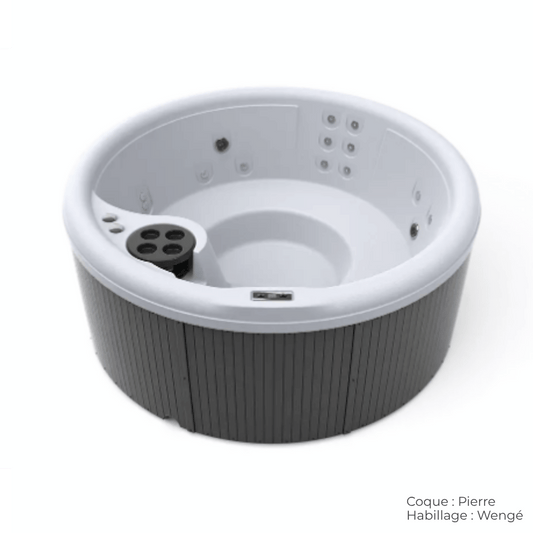 spa caldera splendor rond 5 places avec coque pierre et habillage wenge