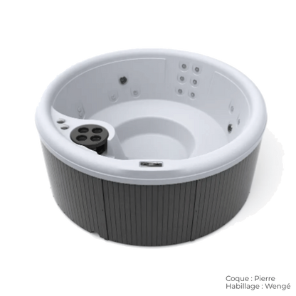 spa caldera splendor rond 5 places avec coque pierre et habillage wenge